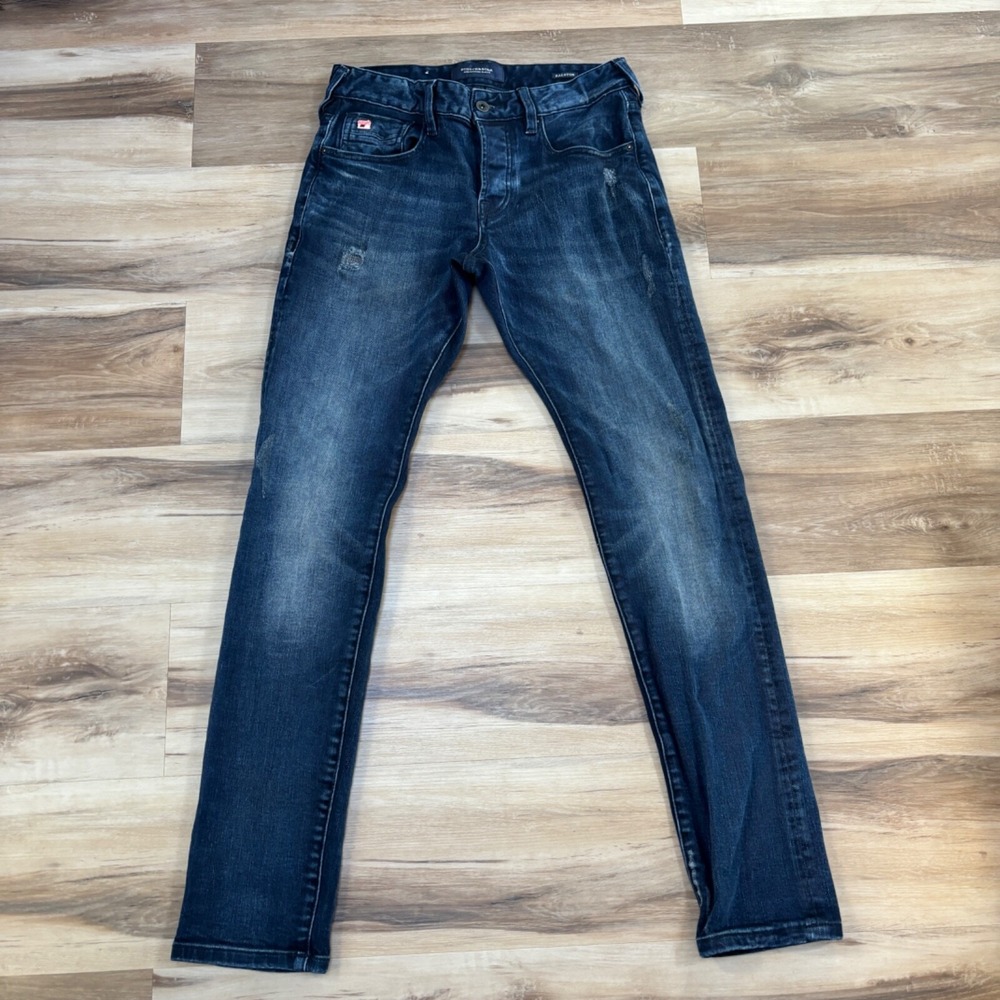 Scotch & Soda Ralston Jeans 28x32 Skinny Fit Distressed Blue Denim Stretch Mens
